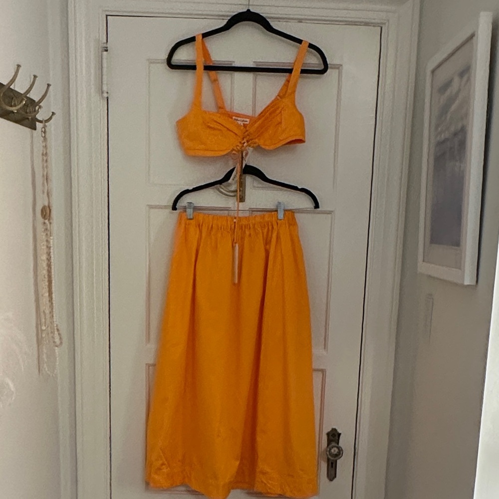 For Love And Lemons Orange Skirt Set